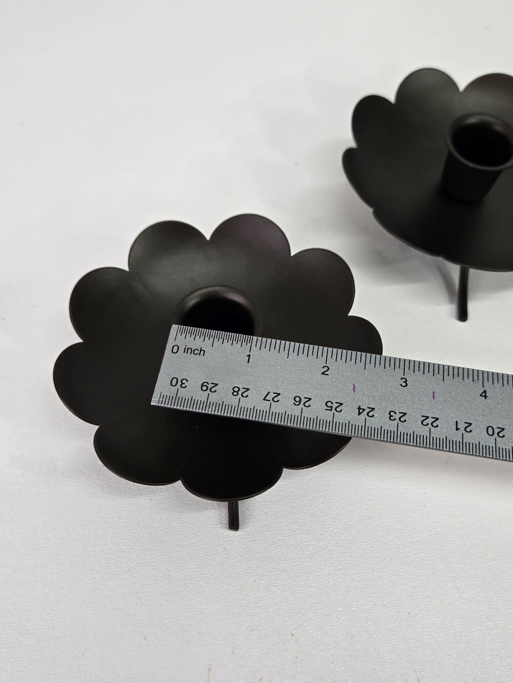 PartyLite Black Metal Scallop Flower Taper Candle Holders Creative Capers Set 2 - Picture 11 of 16